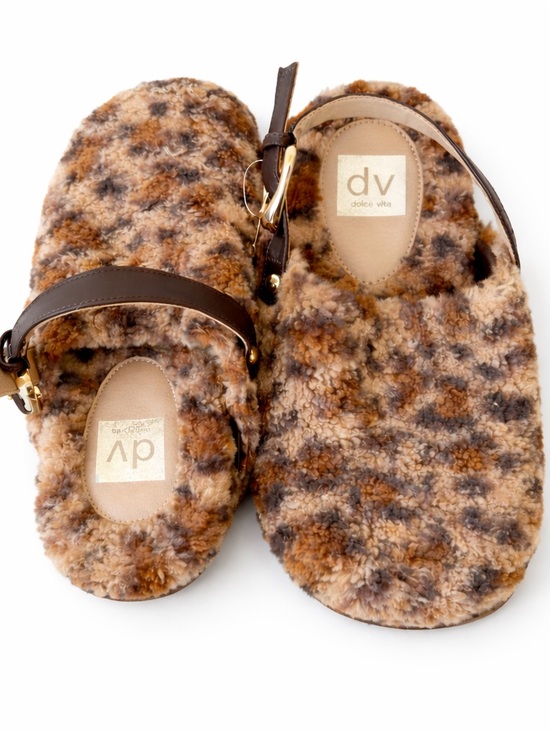 Dolce Vita Shoes - Dolce Vita Brown and Black Faux Fur Leopard Slide Mules